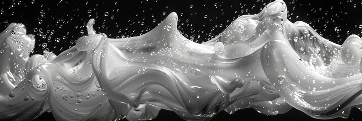 In a graceful flow, gel swirls against a monochrome background, capturing the beauty of nature's motion. - 791001602