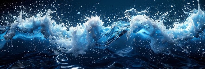 Waves crash and splash, blending shades of blue and white, capturing the raw energy and power of nature. - 791001604