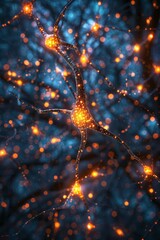 A glowing network of nerve connections, illuminates the dark night with magical sparkle. - 791001687