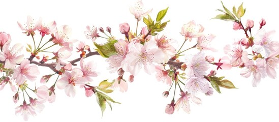Fototapeta na wymiar Cherry blossom flowers on a white background.
