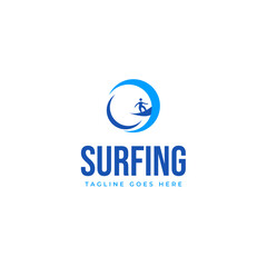 Surfing water sport logo design illustration idea