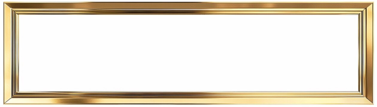 rectangular gold picture frame on white background