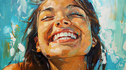 abstract Oil painting of a happy smiling child