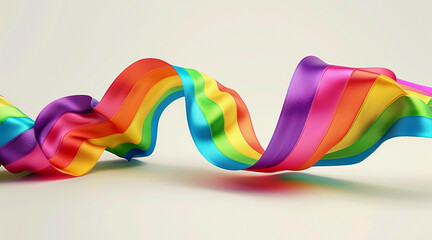 Rainbow ribbon illustration on a clean background, Pride month day banner