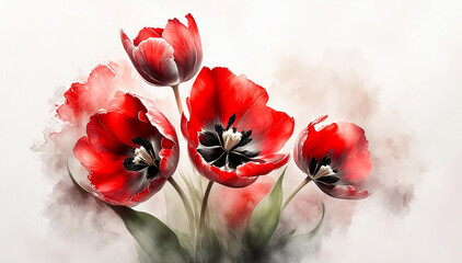 Czerwone tulipany, wiosenne kwiaty