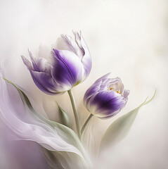 Tulipany fioletowe kwiaty, ilustracja