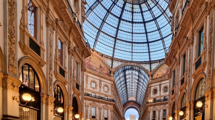 Beautiful ceiling of the shopping mall Galleria Vittorio Emanuele II, an historic shopping mall in...