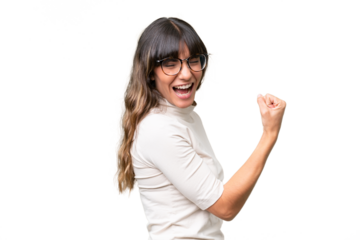 Young caucasian woman over isolated background celebrating a victory