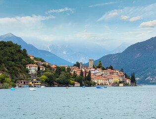 Lake Como (Italy) summer evening view from shore.