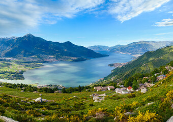 Alpine Lake Como summer  view from mountain top (Italy)