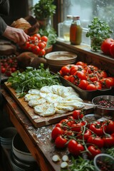 Diverse selection of foods on table