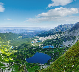 Tatra Mountain summer panorama, Poland, view to Valley Gasienicowa  and group of glacial lakes.