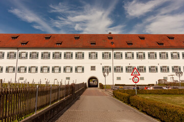 Administrative building in Hagnau, view from embankment - obrazy, fototapety, plakaty