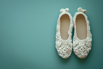 handmade crochet shoes Irish lace top view