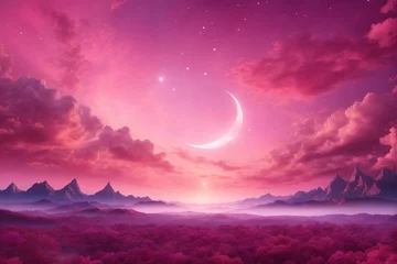 Kissenbezug Pink Fantasy Landscape Background, AI Generative © Forhadx5
