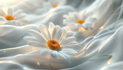 Abstract background with daisy flowers