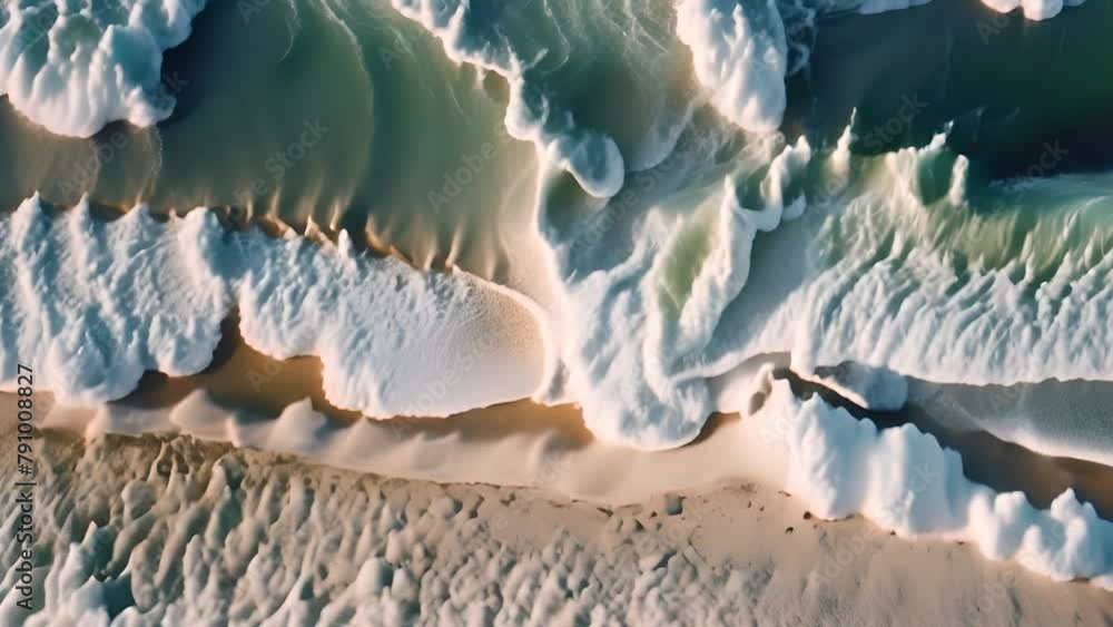 Aufkleber aerial view of beach with waves and sand generative ai