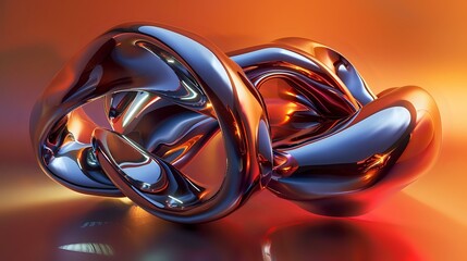 Sleek and Reflective Art Piece with Fluid Forms and Dynamic Reflections