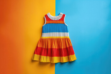 Bright colored knitted baby dress