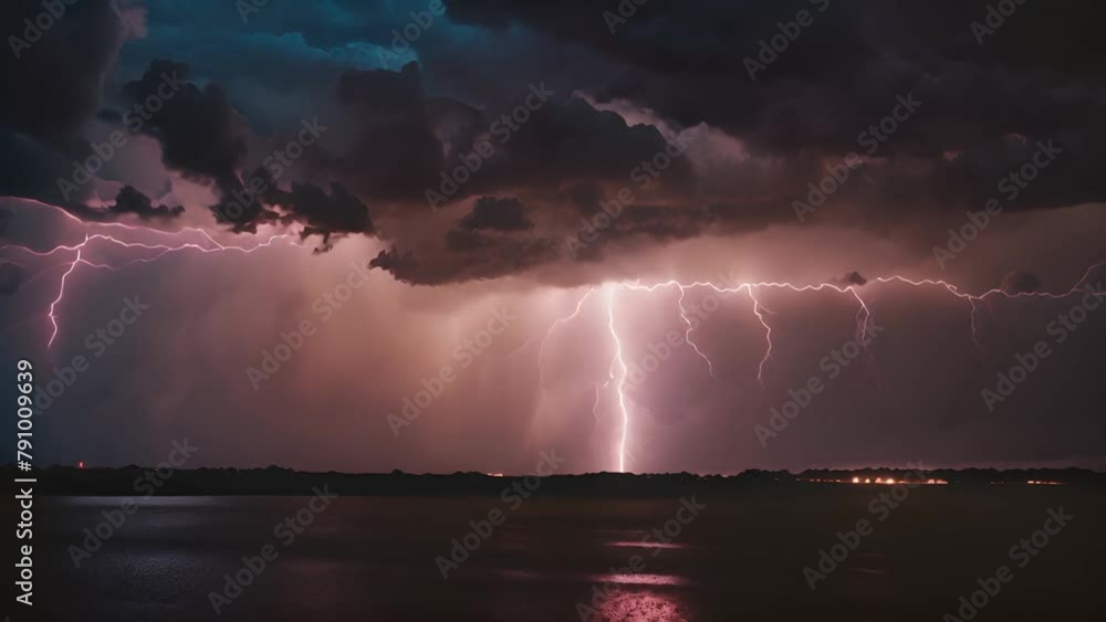 Poster lightning storm over field generative ai