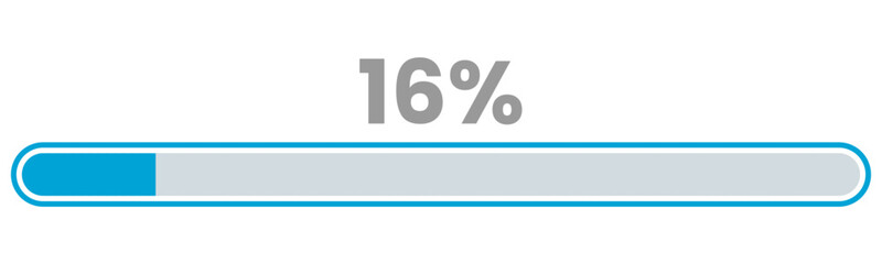 16% Loading. 16% progress bar Infographics vector, 16 Percentage ready to use for web design ux-ui