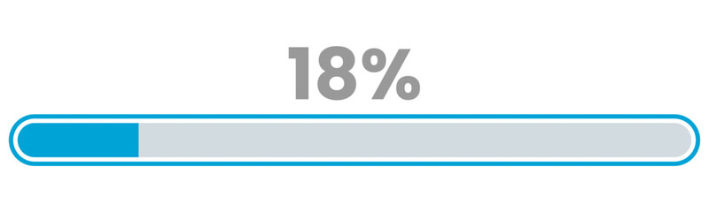 18% Loading. 18% progress bar Infographics vector, 18 Percentage ready to use for web design ux-ui