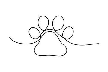 Continuous one line dog paw vector art illustration