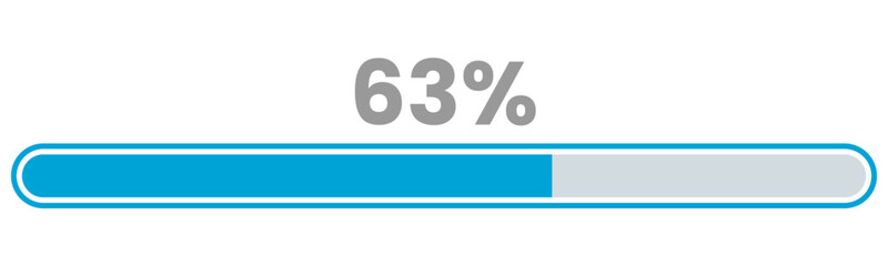 63% Loading. 63% progress bar Infographics vector, 63 Percentage ready to use for web design ux-ui
