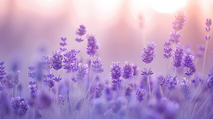 A soothing combination of translucent lavender and thistle, creating a minimalist abstract background that evokes the serene beauty of a blooming lavender field at dusk