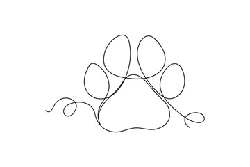 Continuous one line dog paw vector art illustration