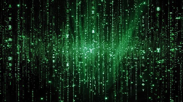 Green Digital Rain Matrix Background