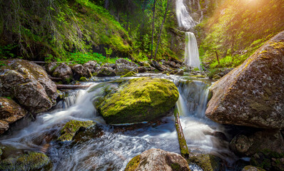 Waterfall in Sweden in summer, Photobash - 791013043