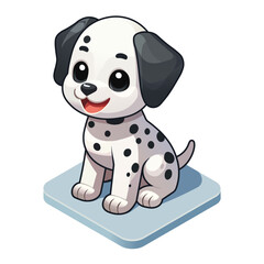 Isometric cute happy dalmatian dog puppy cartoon character design isolated on white background, cute animal clip art, vector illustration.