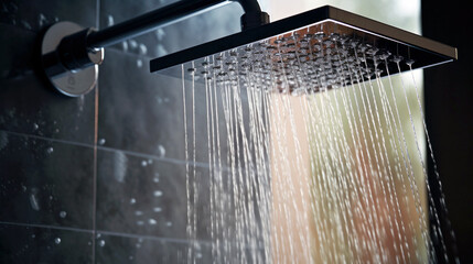 Shower head with running water Close up