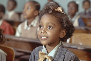 african american children at elementary school in class