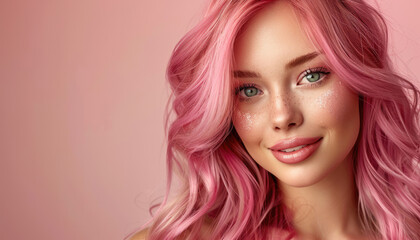 Beautiful girl with pink hair