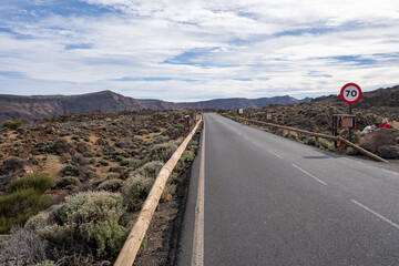 Road going through Teide National Park Tenerife, Spain