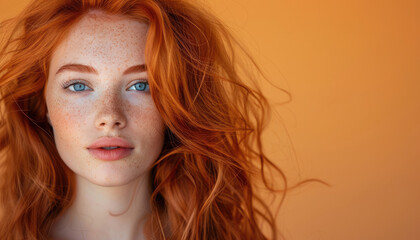 Naklejka premium Beauty portrait of a beautiful young red-haired woman