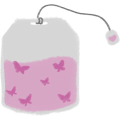 pink butterfly herbal teabag