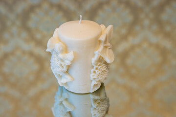 Butterfly and flower white soy wax candle