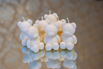 Bunch of teddy bear shape white soy wax candles