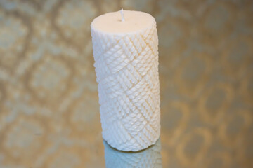 Textile pattern white soy wax candle