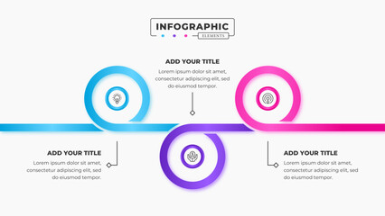 Vector circle process infographic presentation design template with 3 steps or options