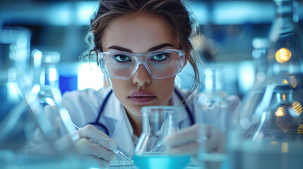 Professional health care researchers working in life of medical science laboratory, technology of...