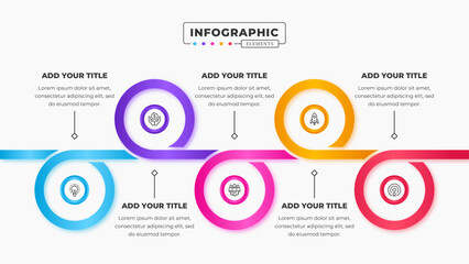 Vector circle process infographic presentation design template with 5 steps or options