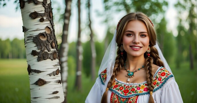 Beautiful young woman in national costume