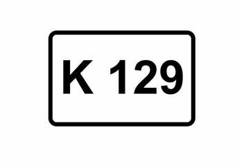 Illustration eines Kreisstraßenschildes der K 129 in Deutschland	