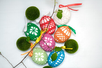 Colorful Knitted Easter Egg, Design for Creative Holiday Crafting and Festive Home Decor....