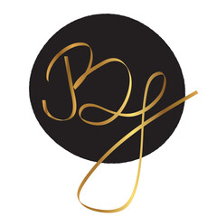 Elegant BJ Handwritten Letters Initial Clean Business Logo