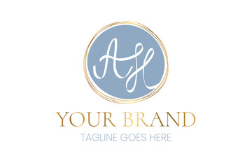 Elegant AH Letter Initial Clean Feminine Business Logo